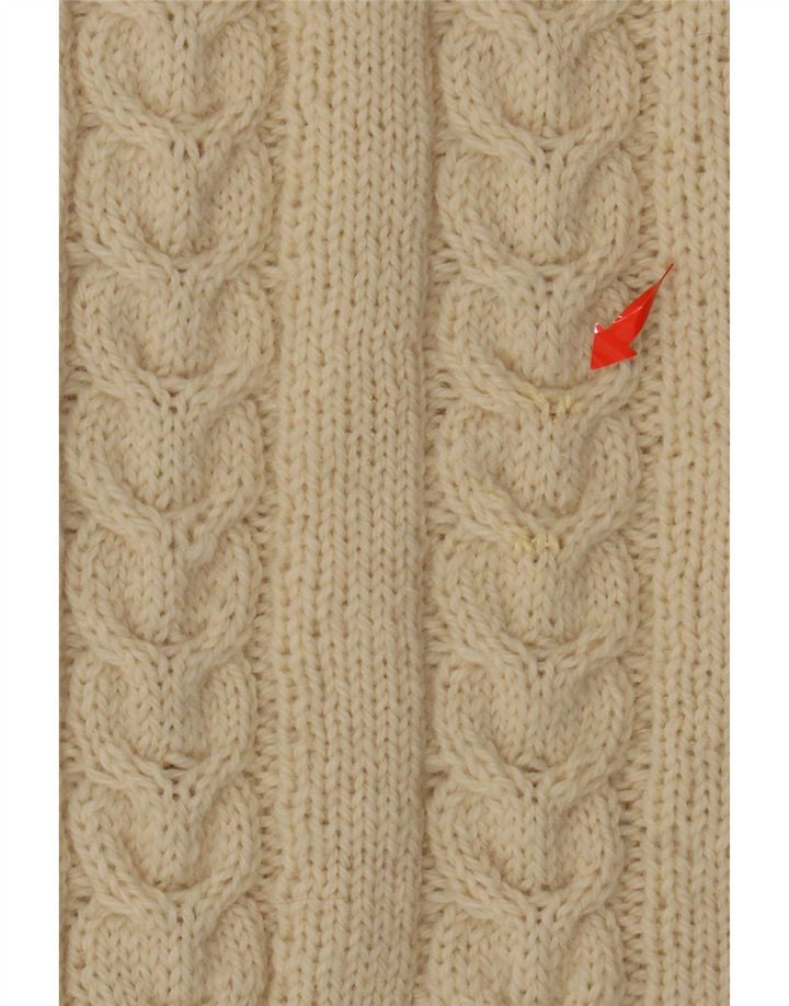 VINTAGE Pull col roulé femme UK 14 Large Off White