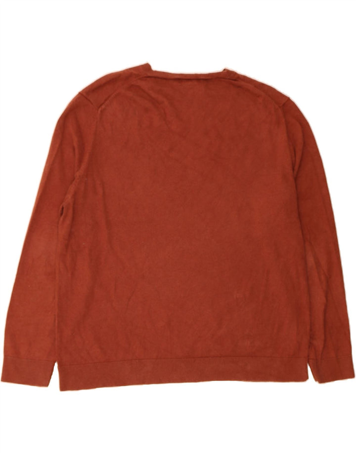 EDDIE BAUER Mens V-Neck Jumper Sweater XL Brown Cotton Vintage Eddie Bauer and Second-Hand Eddie Bauer from Messina Hembry 