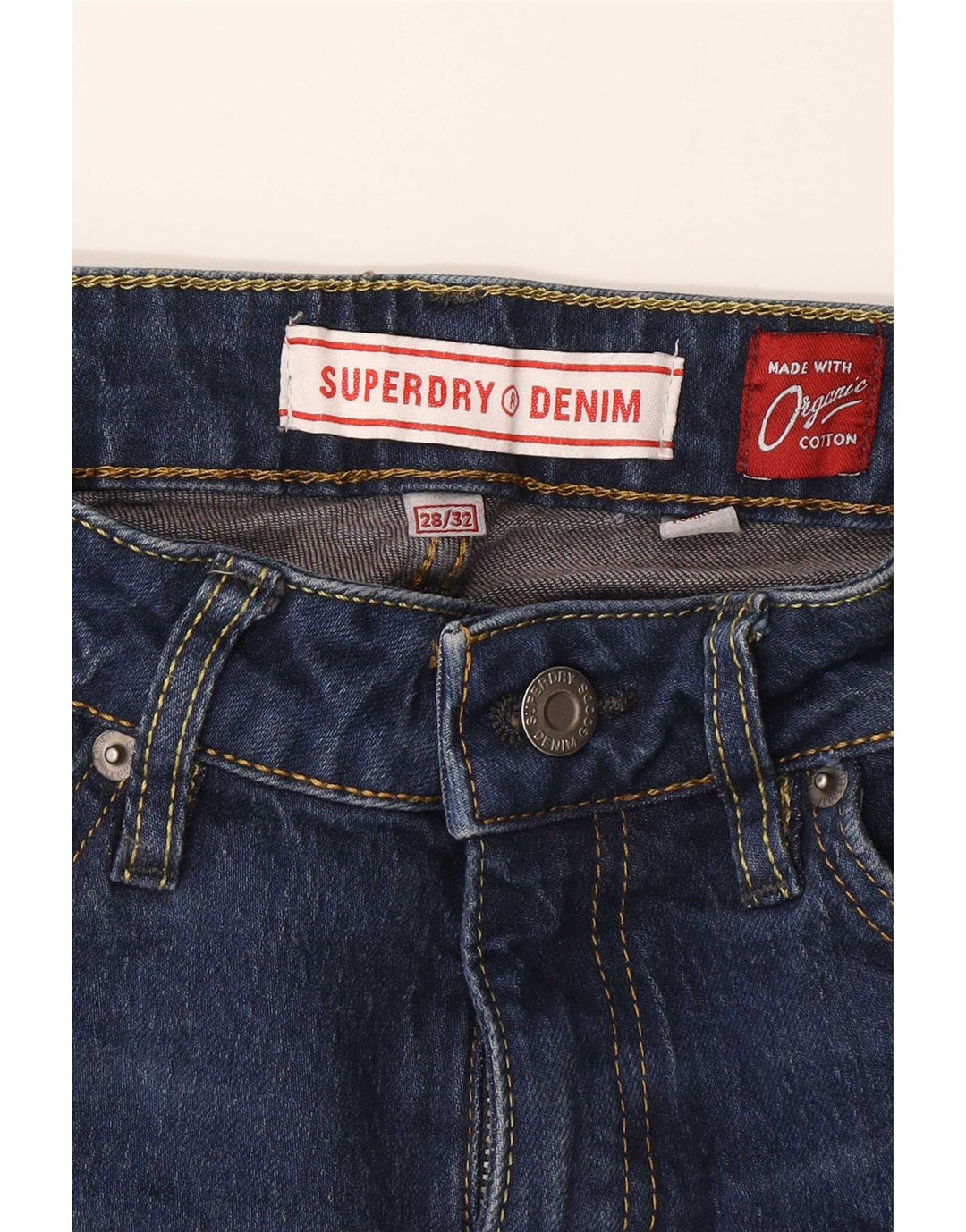 Superdry Jean évasé Femme W28 L32 Bleu Marine Coton