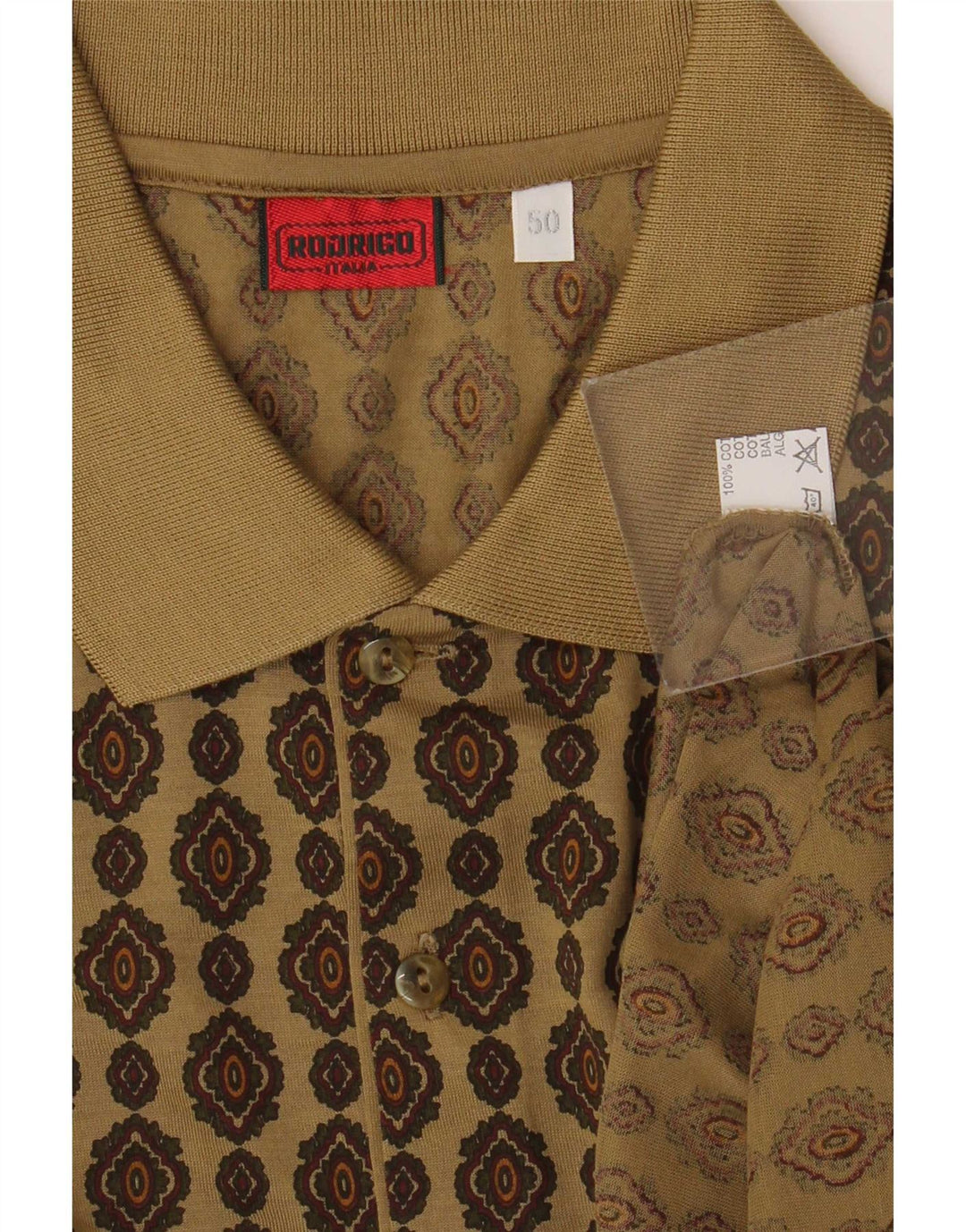 Polo Homme Rodrigo IT 50 Coton Géométrique Kaki Moyen