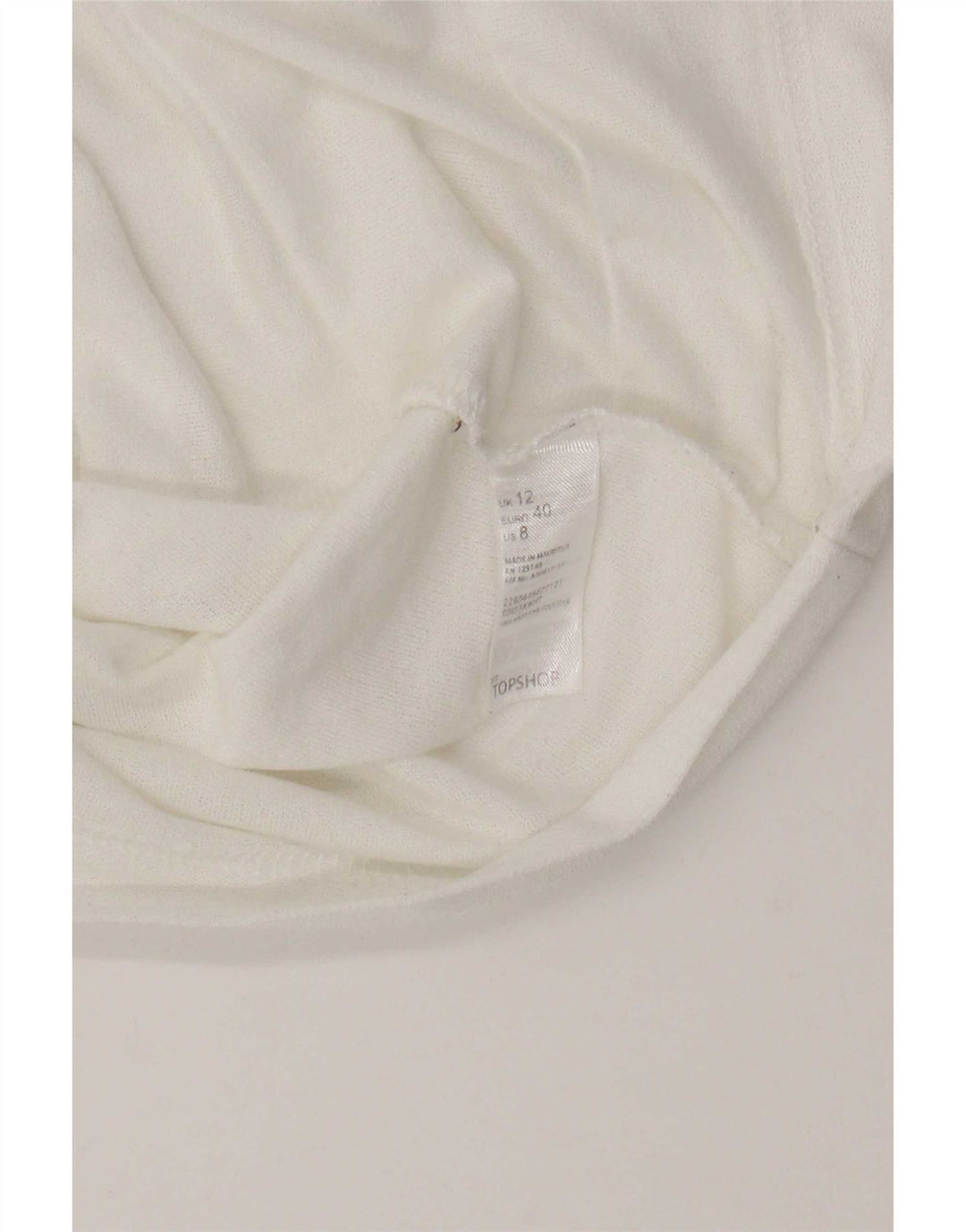 Topshop T-shirt court pour femme UK 12 Medium Blanc Polyester