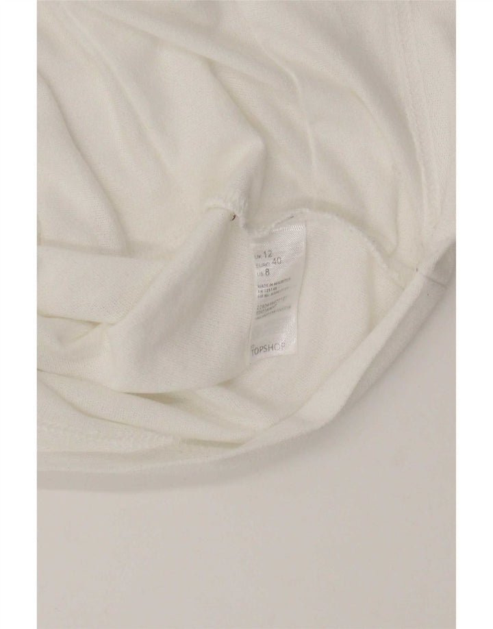 Topshop T-shirt court pour femme UK 12 Medium Blanc Polyester