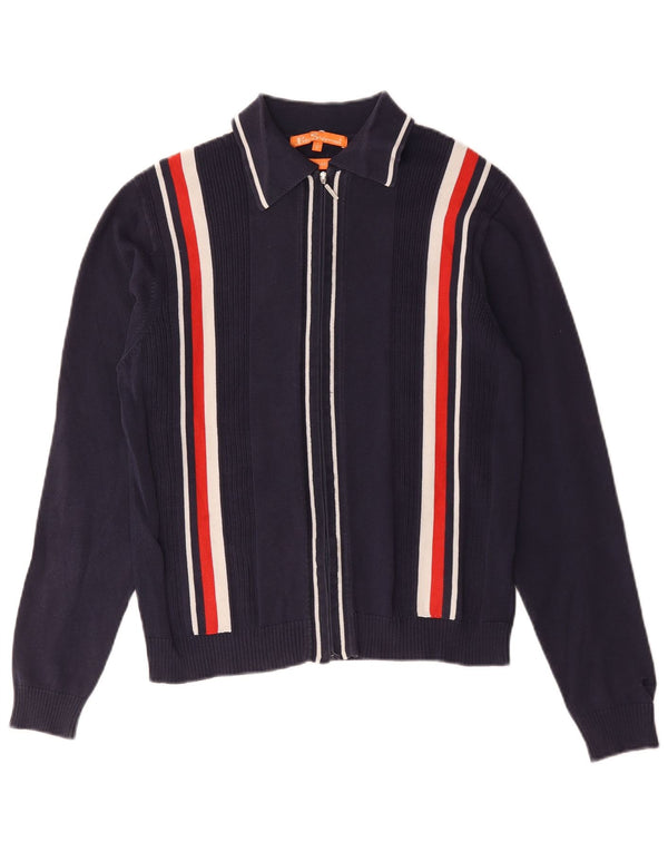 Ben Sherman Pull cardigan surdimensionné pour femme UK 10 Petit bleu marine rayé