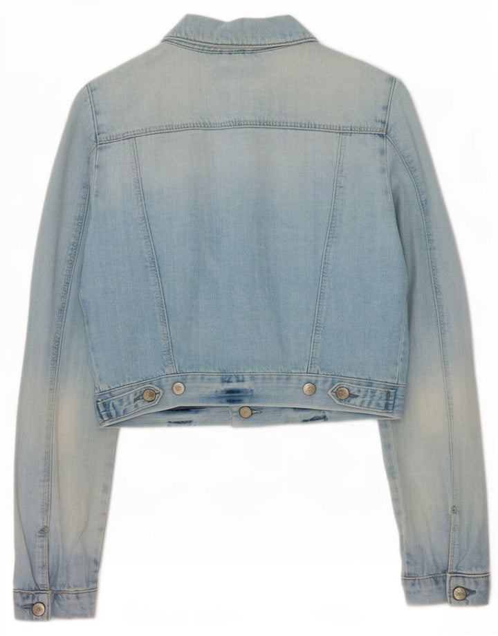 Veste en jean court Moto pour femme UK 12 coton bleu moyen