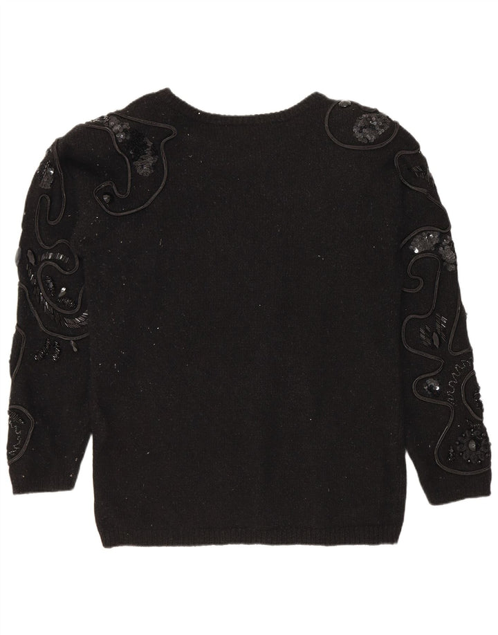 I.B Diffusion Pull Col Bateau Femme UK 14 Moyen Noir Soie