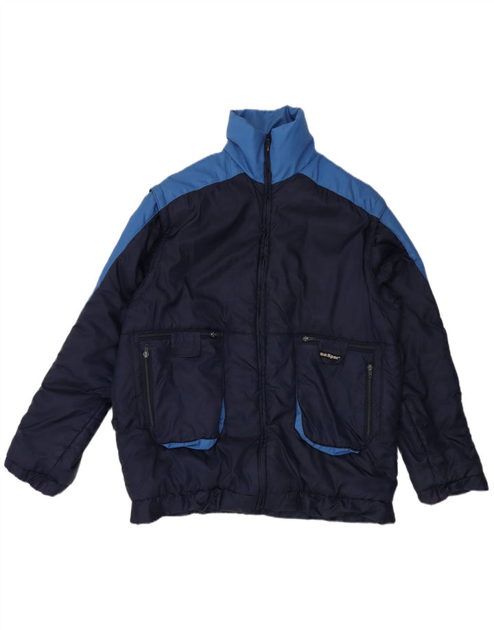 VINTAGE Veste matelassée homme UK 42 XL Bleu Marine Colourblock