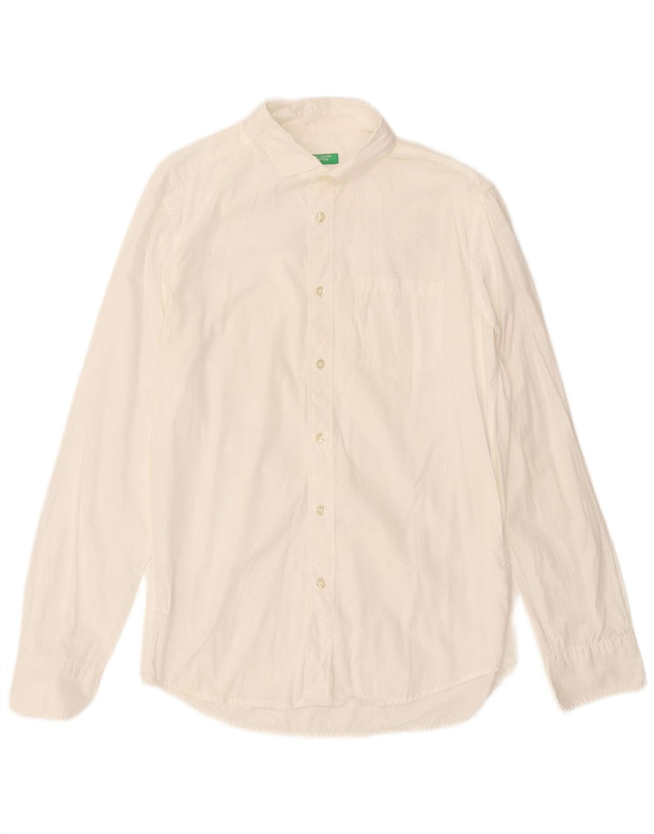 Benetton Chemise Homme Blanc Moyen Coton