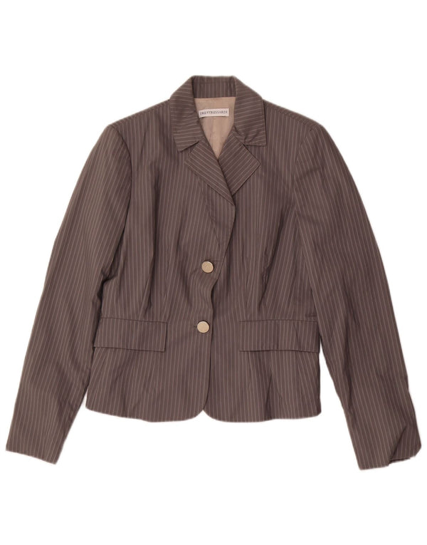 TRUSSARDI Veste Blazer 2 Boutons Femme IT 44 Gris Moyen en Coton à Fines Rayures