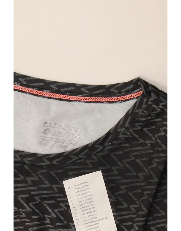 Lotto T-Shirt Femme Top UK 12 Medium Noir Chevron Polyester