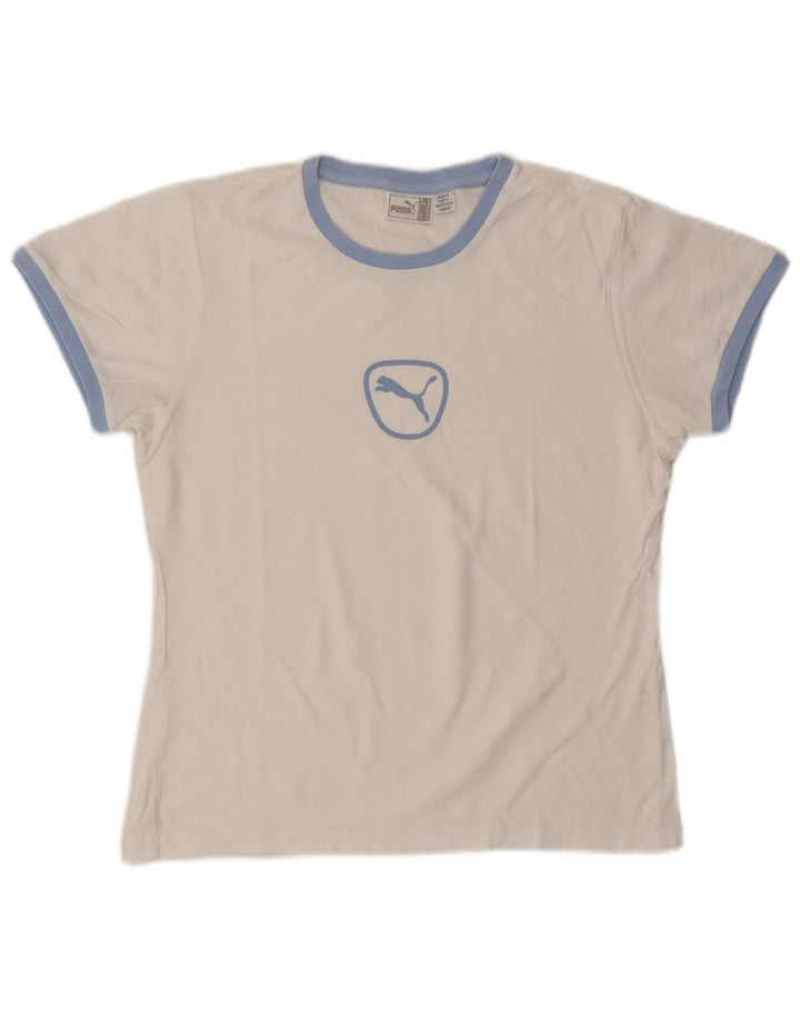 Puma T-shirt graphique pour femme UK 14 Blanc moyen