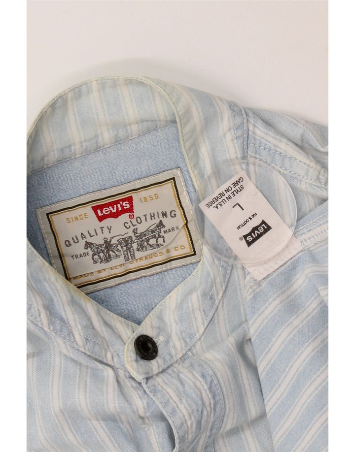 Levi's Chemise à Manches Courtes Homme Bleu Rayé Coton