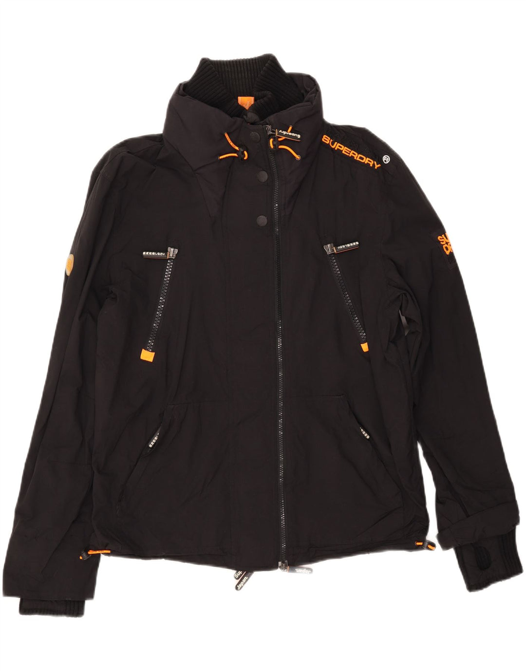 SUPERDRY Veste coupe-vent pour femme UK 16 Large Noir Nylon