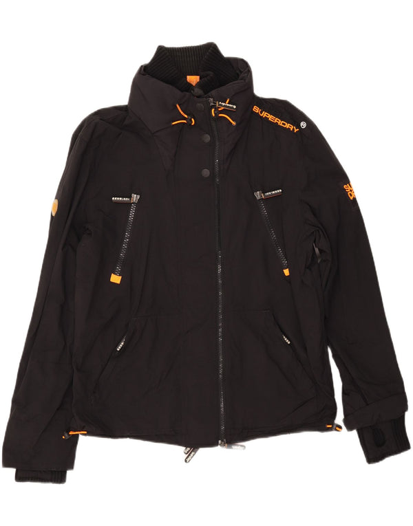 SUPERDRY Veste coupe-vent pour femme UK 16 Large Noir Nylon