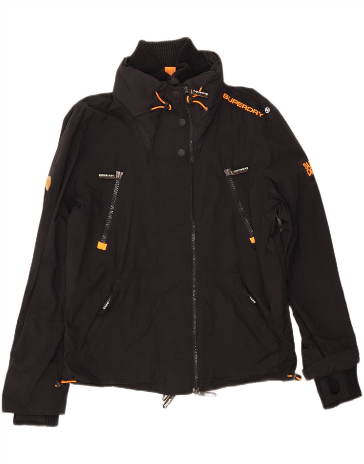 SUPERDRY Veste coupe-vent pour femme UK 16 Large Noir Nylon