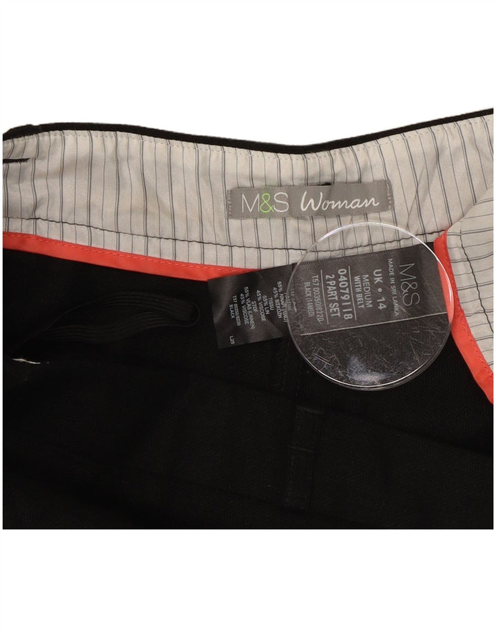 Marks & Spencer Pantalon de costume droit pour femme UK 14 Large W32 L29 Noir