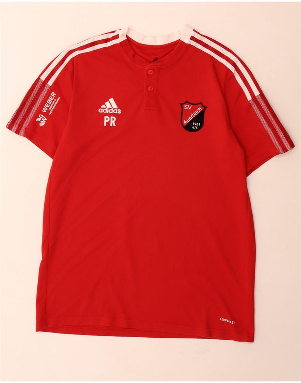 Adidas Homme Aeroready Graphic T-Shirt Top Rouge Moyen Coton Colorblock