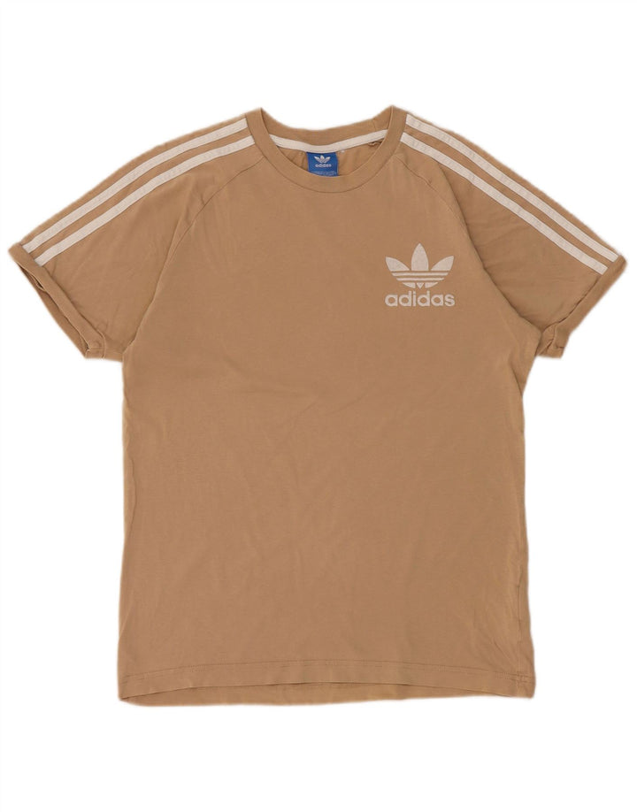 ADIDAS T-Shirt Femme UK 12 Coton Beige Moyen