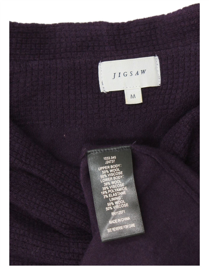 JIGSAW Robe pull à manches 3/4 pour femme UK 14 en laine violet moyen
