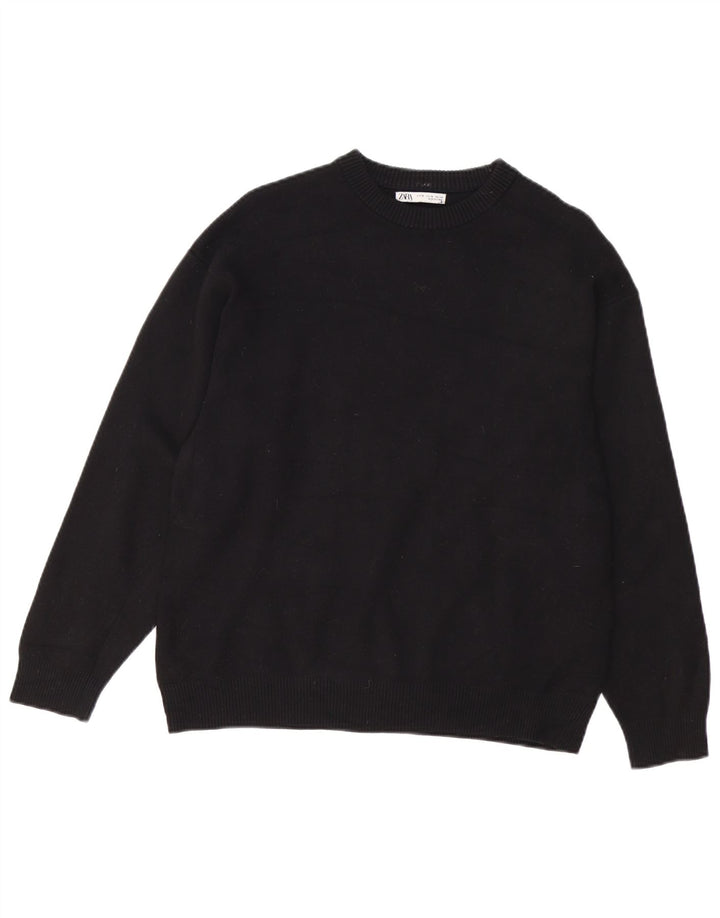 Zara Pull ras du cou pour femme UK 14 Medium Noir Viscose