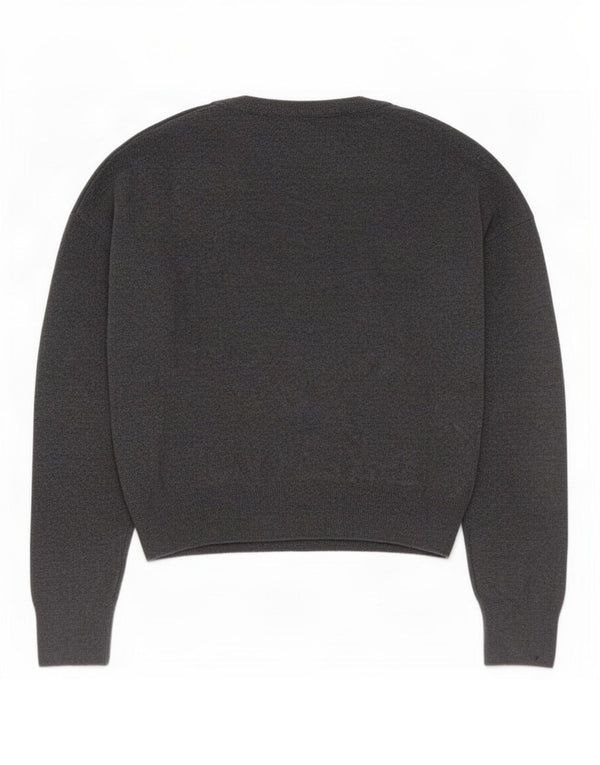 Zara Pull surdimensionné à col en V pour femme UK 10 Petit Gris Polyamide