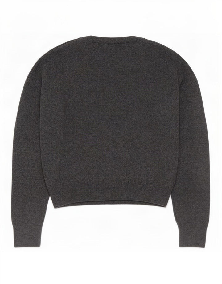 Zara Pull surdimensionné à col en V pour femme UK 10 Petit Gris Polyamide