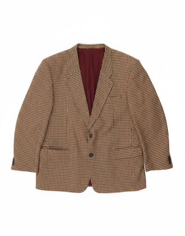Luigi Botto Veste Blazer 2 Boutons Homme UK 40 Grande Laine Pied-de-Poule Beige