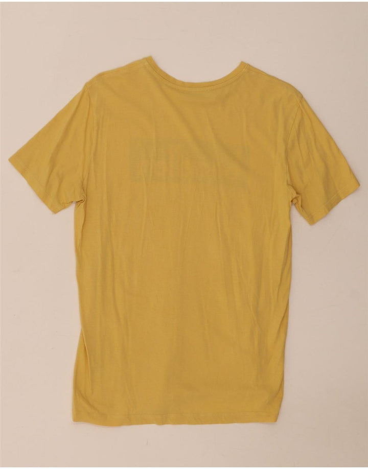 Benetton T-Shirt Graphique Top Jaune Moyen Coton Homme