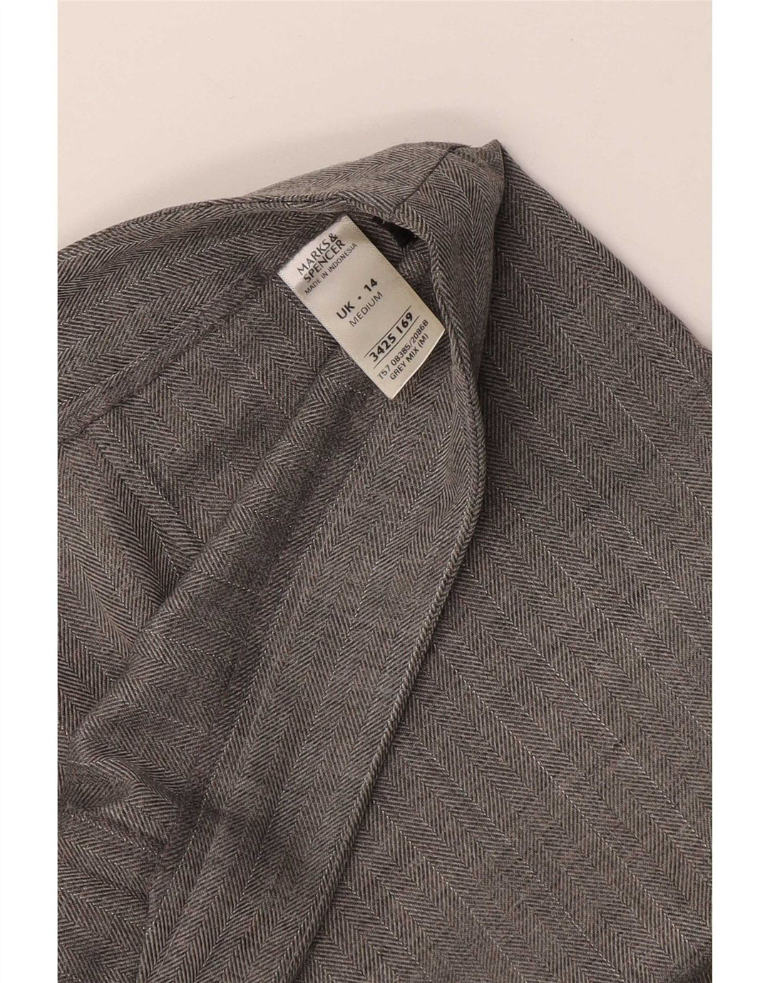 Marks & Spencer Pantalon de costume pour femme UK 14 Medium W32 L28 Gris chevrons