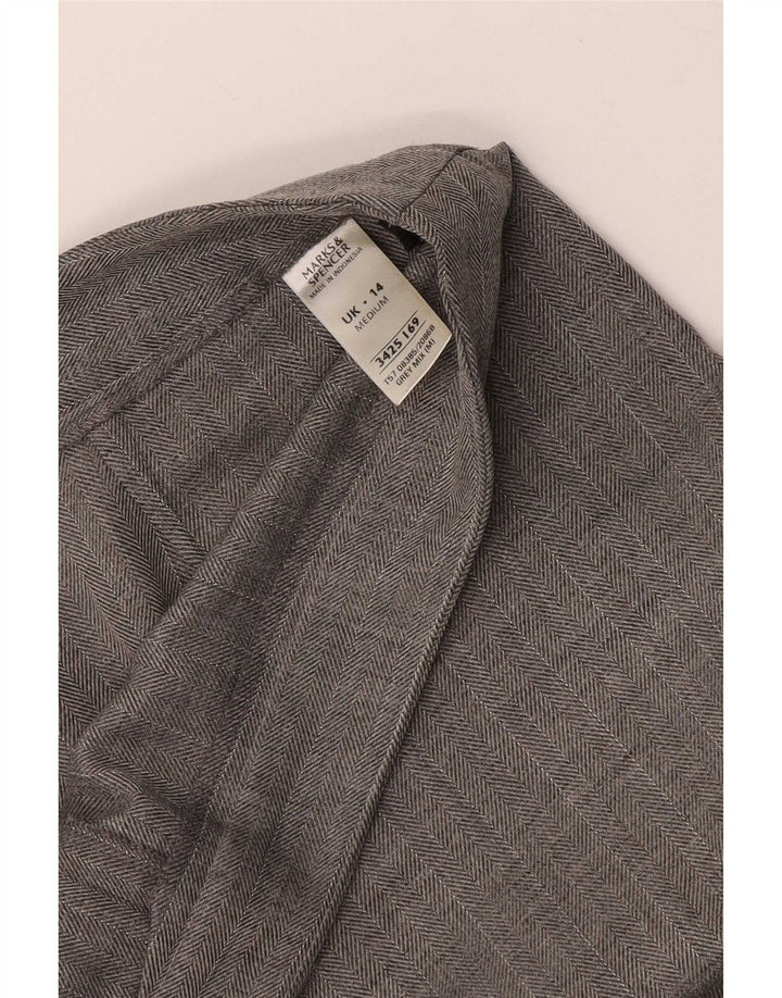 Marks & Spencer Pantalon de costume pour femme UK 14 Medium W32 L28 Gris chevrons