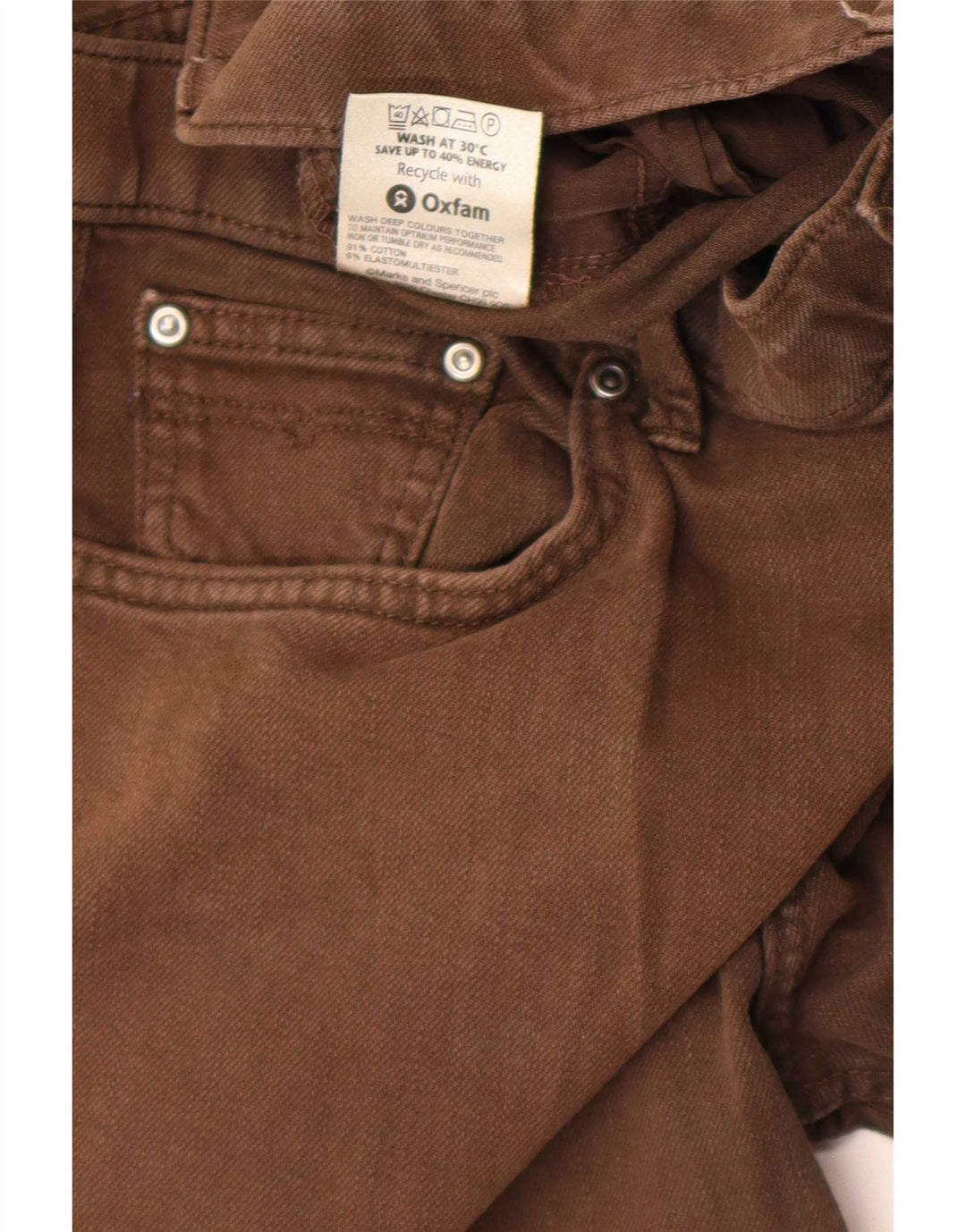 Marks & Spencer Jean droit bleu Harbor femme W36 L31 coton marron