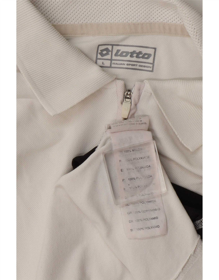 Lotto Polo Homme Large Blanc Colorblock Nylon