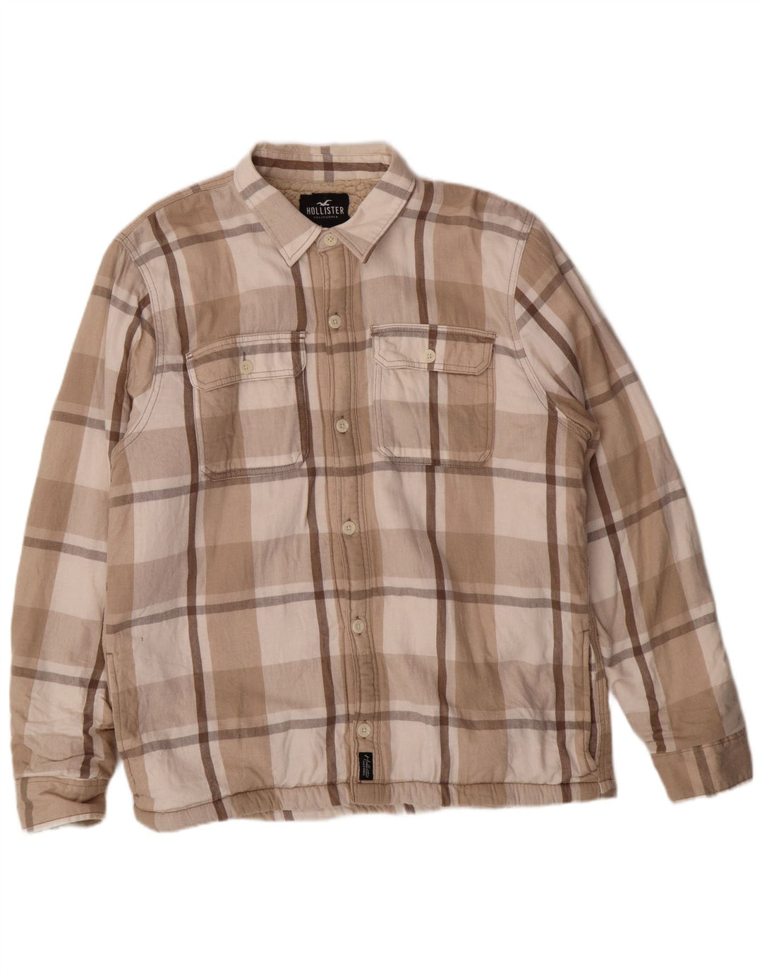 HOLLISTER Chemise en flanelle Lumberjack XL en coton à carreaux beige