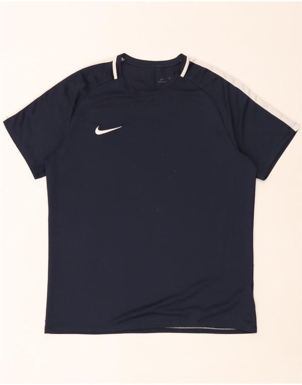 Nike Hommes Dri Fit T-Shirt Top XL Bleu Marine Colorblock