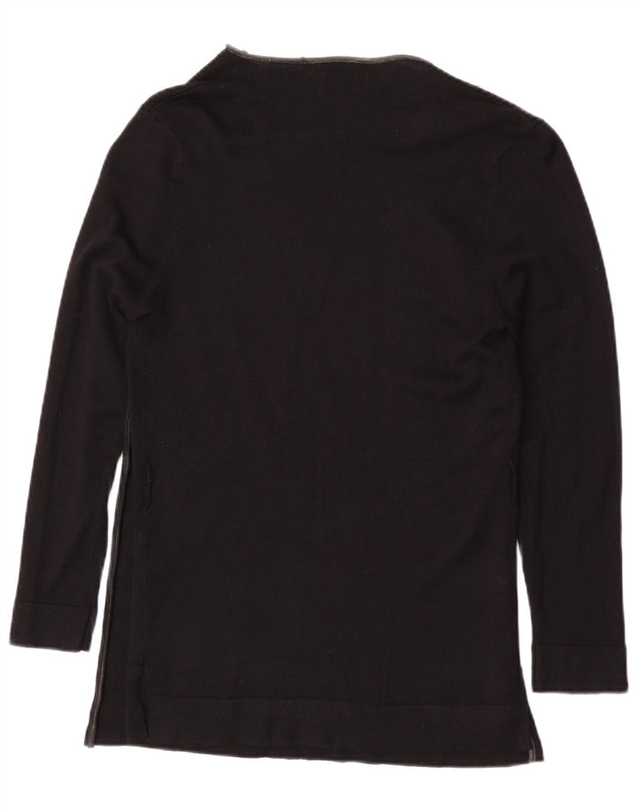 Zara Femme Top Manches Longues UK 14 Large Noir Viscose