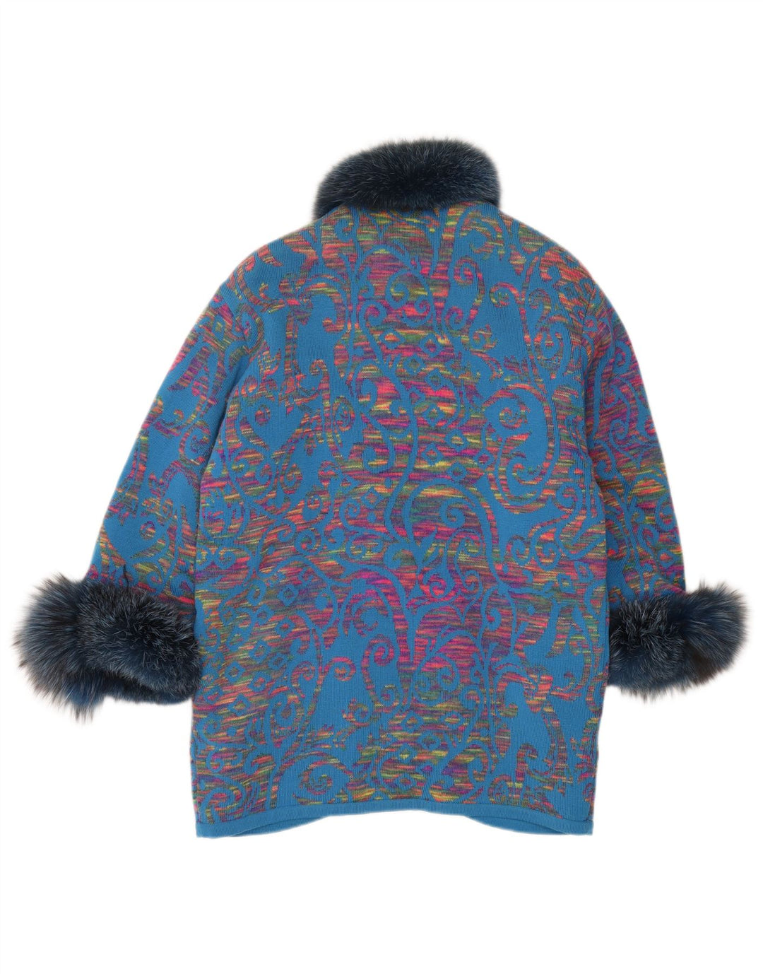 STIZZOLI Manteau croisé en tricot pour femme UK 20 2XL Bleu Paisley