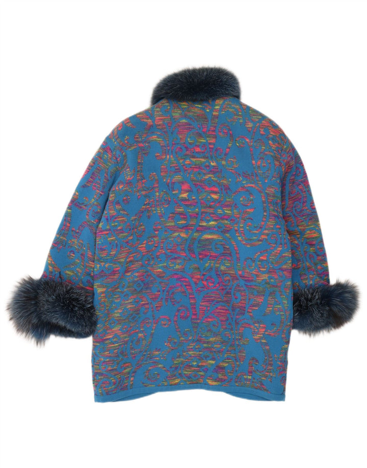 STIZZOLI Manteau croisé en tricot pour femme UK 20 2XL Bleu Paisley