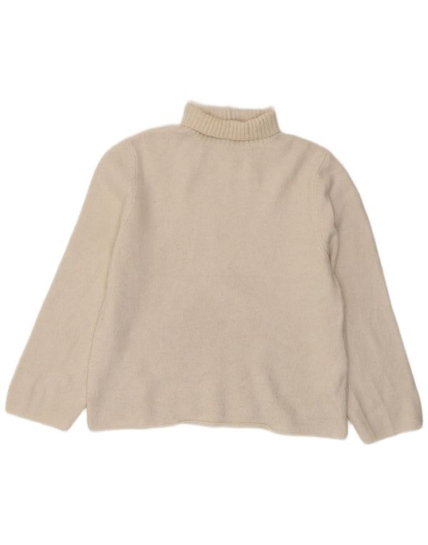 Zara Pull surdimensionné à col roulé pour femme UK 10 Petit acrylique blanc