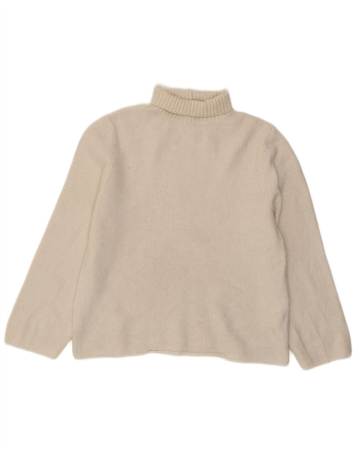 Zara Pull surdimensionné à col roulé pour femme UK 10 Petit acrylique blanc