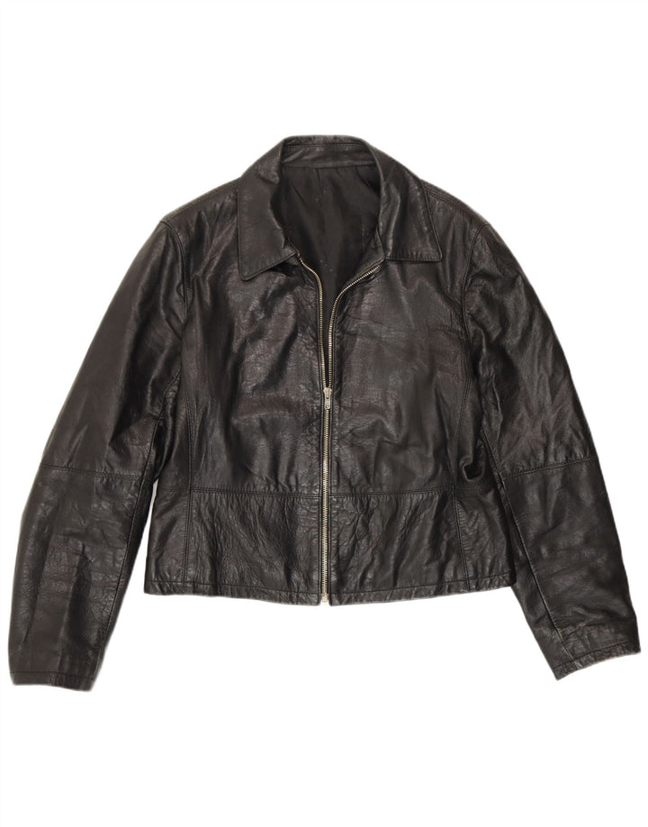 Veste en cuir femme vintage IT 48 XL Noir