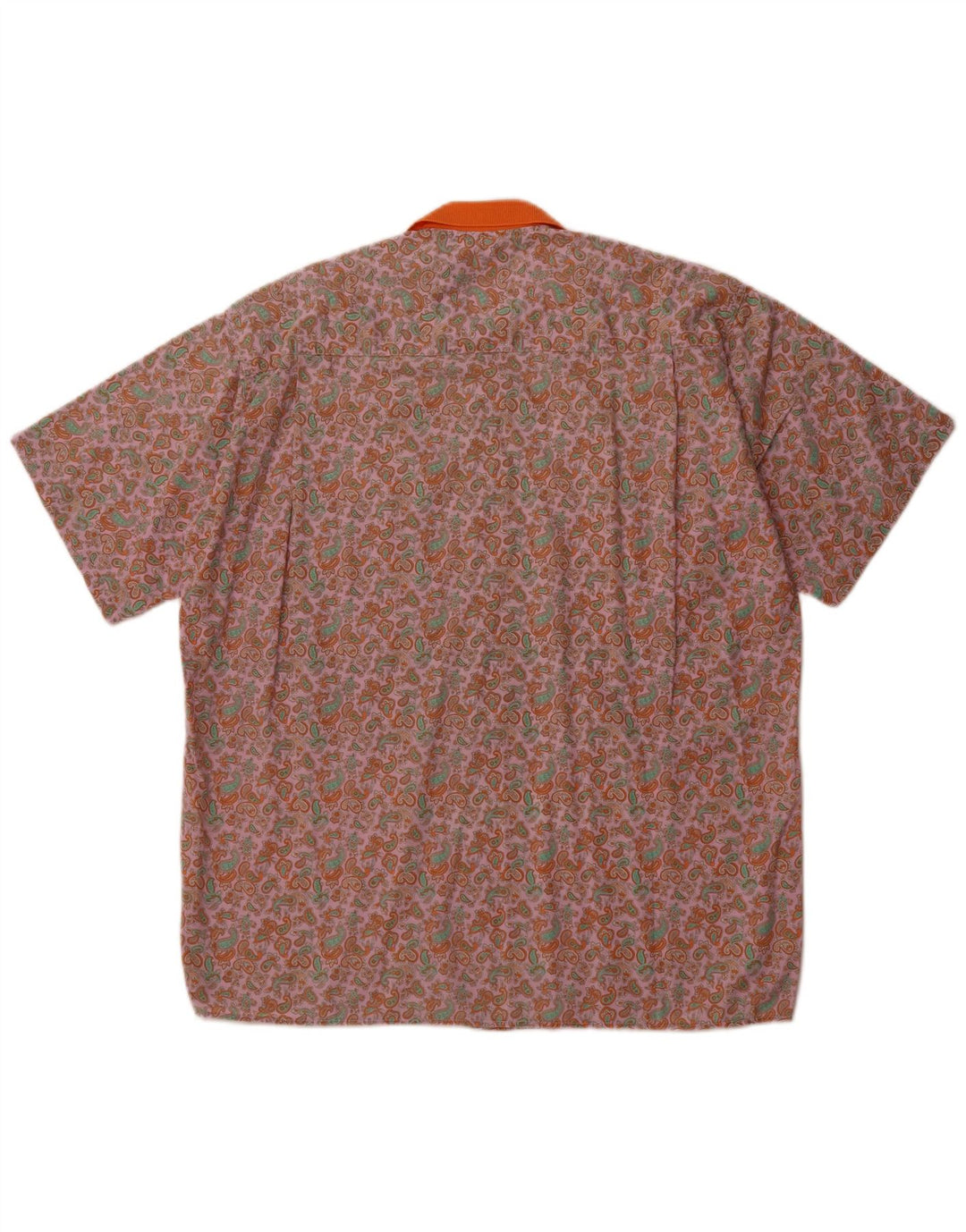 PULLOVERIA Chemise à Manches Courtes Homme Rose Moyen Paisley Rétro