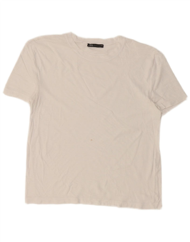 Zara T-Shirt Femme Top UK 10 Petit Blanc