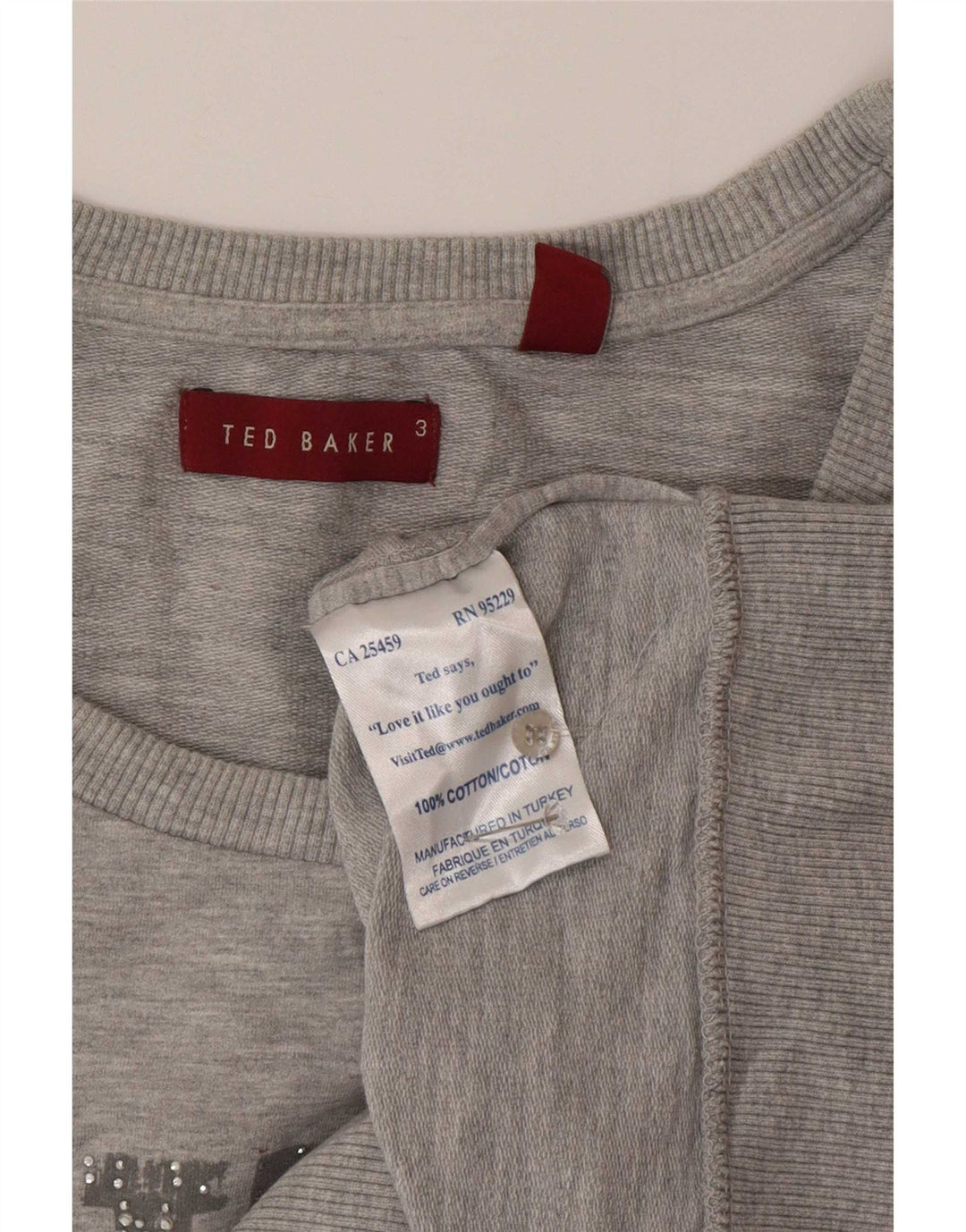 Ted Baker Sweat-shirt graphique à manches courtes pour femme Taille 3 Gris moyen
