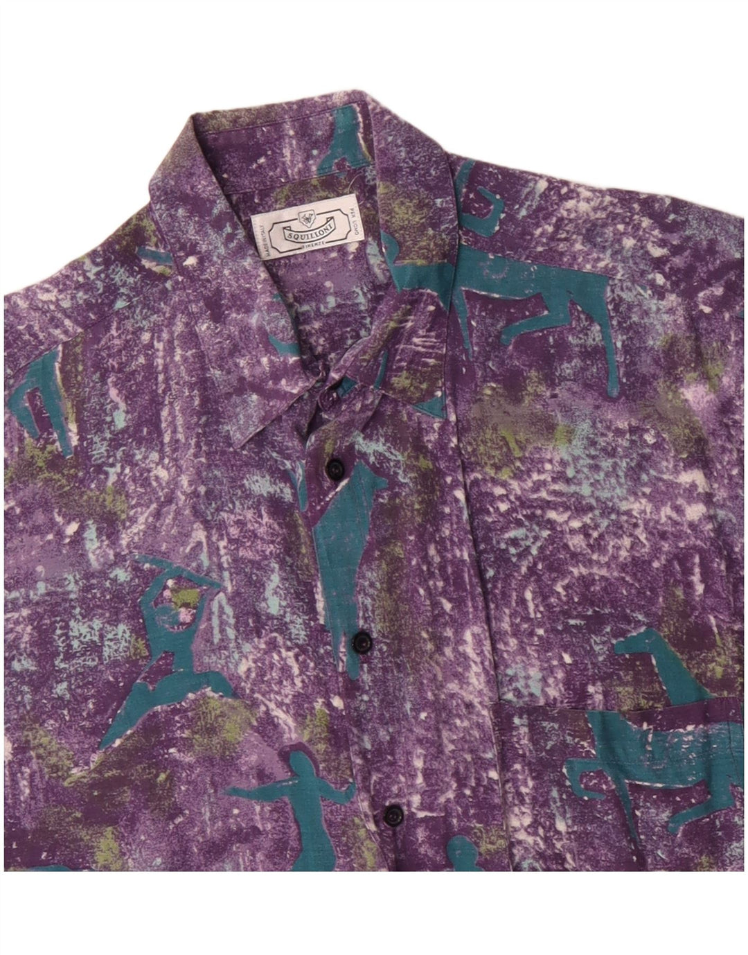 Vintage Homme Motif Abstrait Chemise À Manches Courtes Grande Viscose Violette