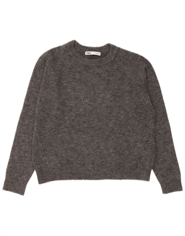 Zara Pull ras du cou pour femme UK 14 Nylon gris moyen