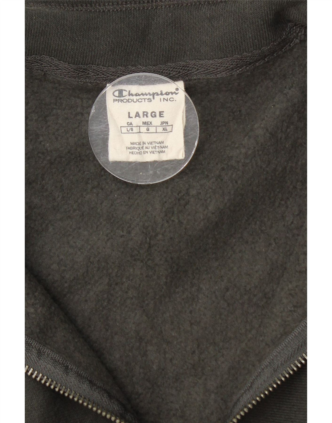 CHAMPION Mens Zip Neck Sweatshirt Jumper Large Black Cotton