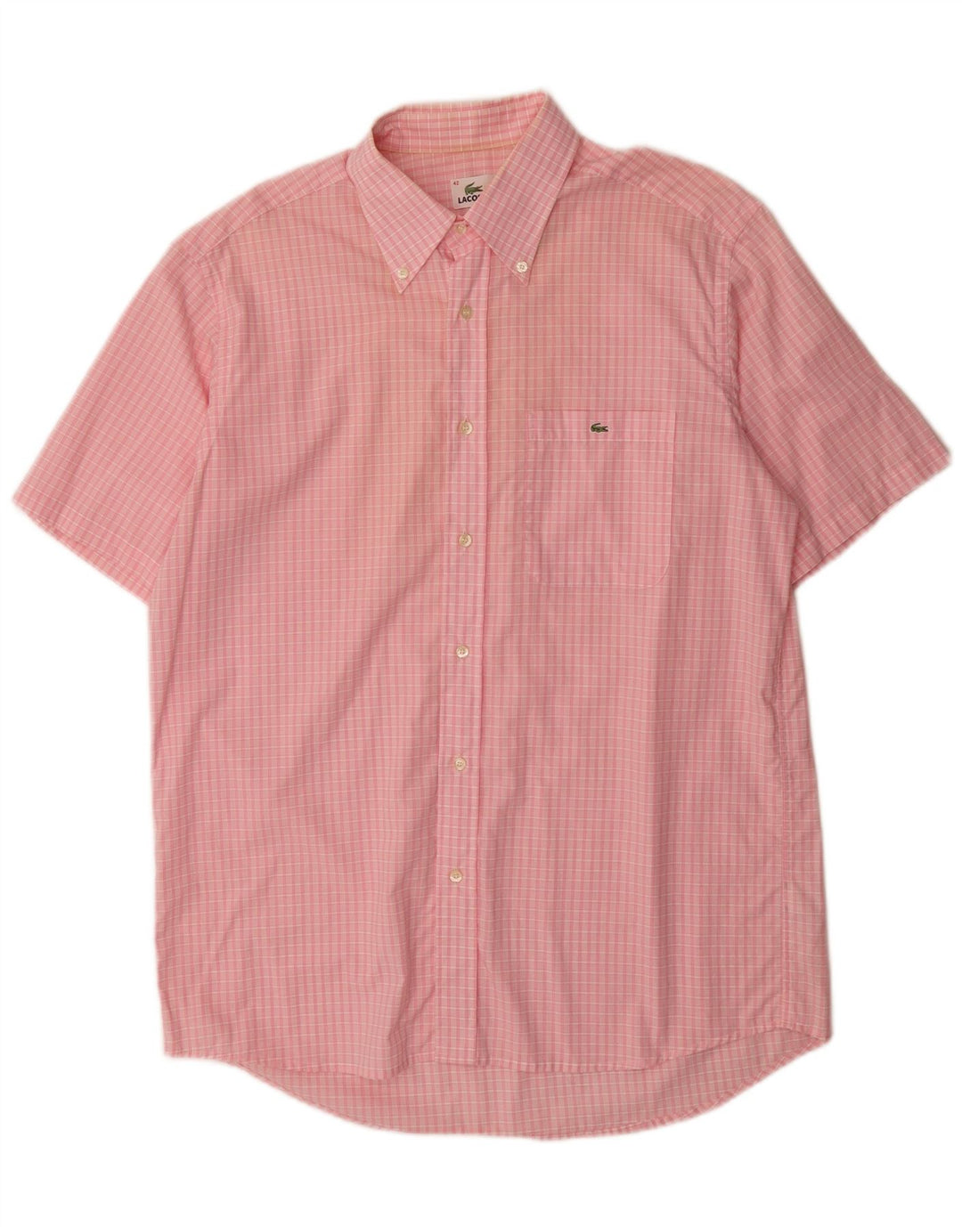 Lacoste Chemise à manches courtes pour hommes Taille 42 Grand coton vichy rose