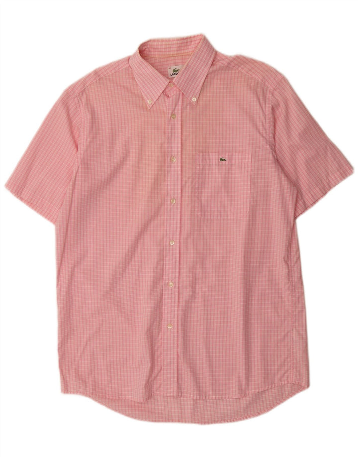 Lacoste Chemise à manches courtes pour hommes Taille 42 Grand coton vichy rose