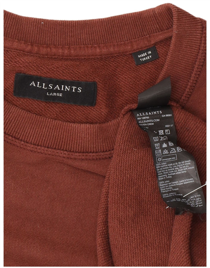 All Saints Pull-over pour hommes en coton marron grand