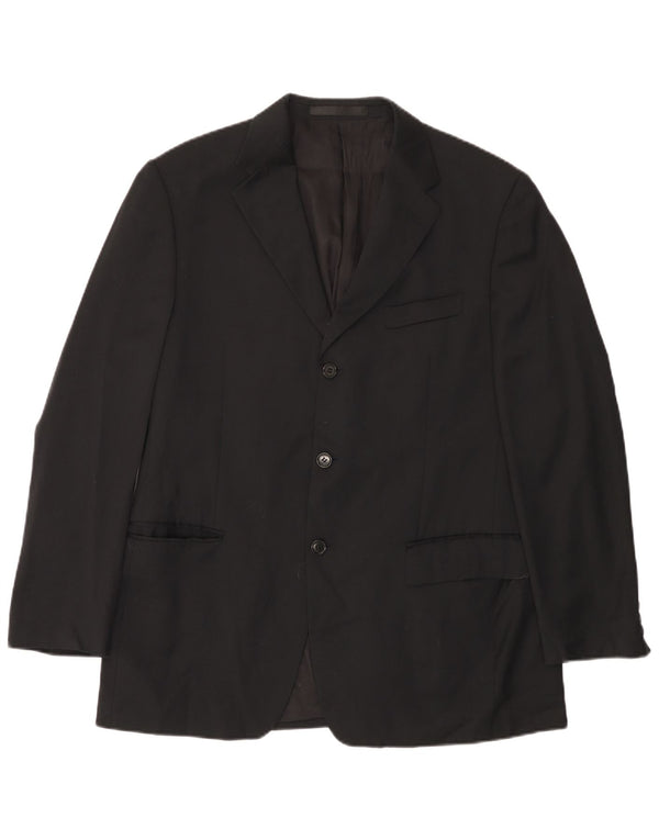 MARKS & SPENCER Veste blazer à 3 boutons pour homme UK 38 Noir moyen Laine vierge