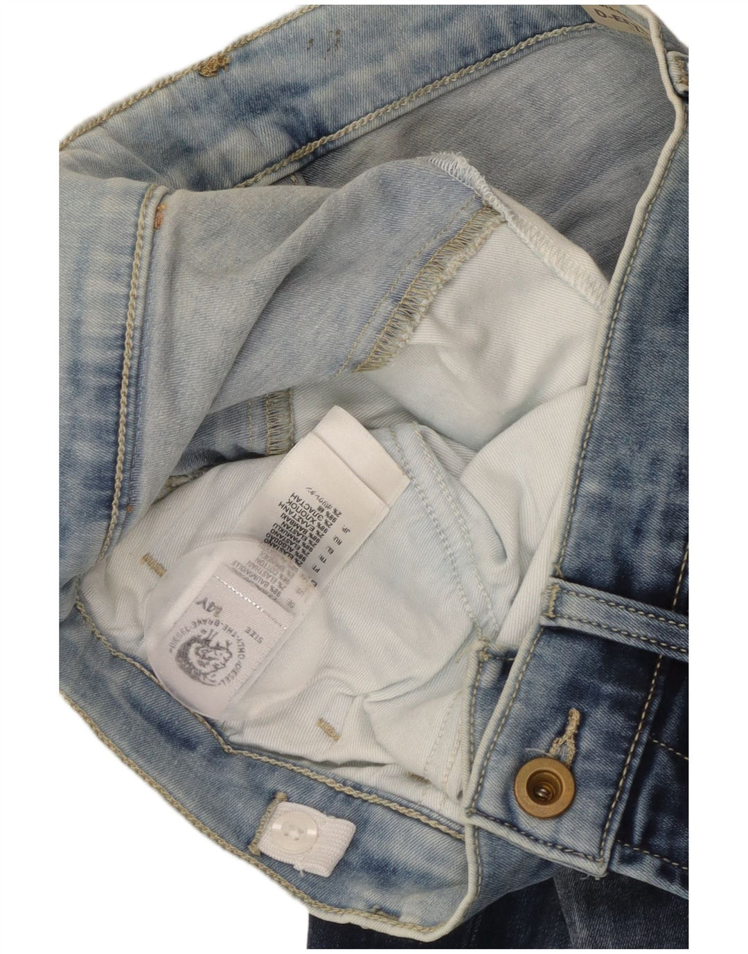 Diesel Jean droit vieilli pour garçon 13-14 ans W30 L28 Bleu Coton